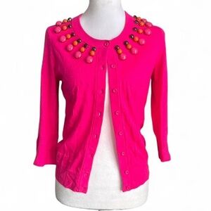 Kate Spade Rio hot pink jeweled cardigan